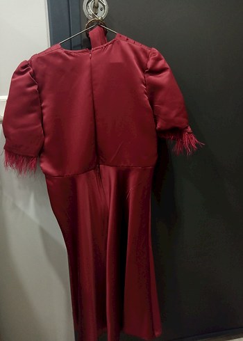 l Beden Bordo Vintage Uzun Kadın Elbise