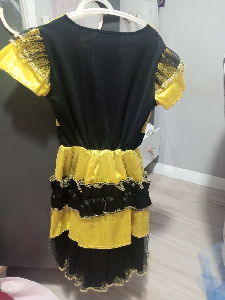 Sarı Siyah Fırfırlı Çocuk Kostüm Elbise - Görsel 2