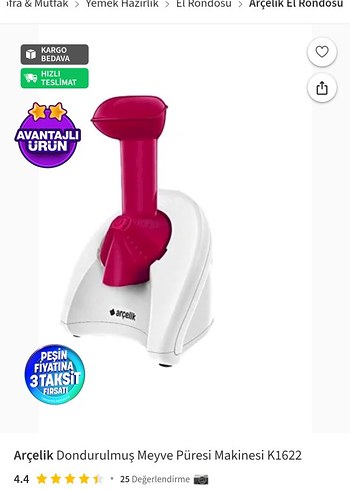 Arçelik K1622 Dondurulmuş Meyve Püresi Makinesi