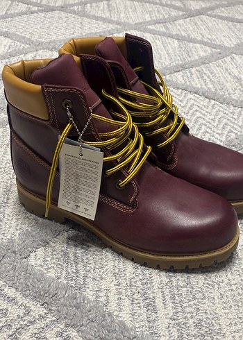 Bordo Deri Bağcıklı Kadın Dolgu Topuk Bot - Görsel 2