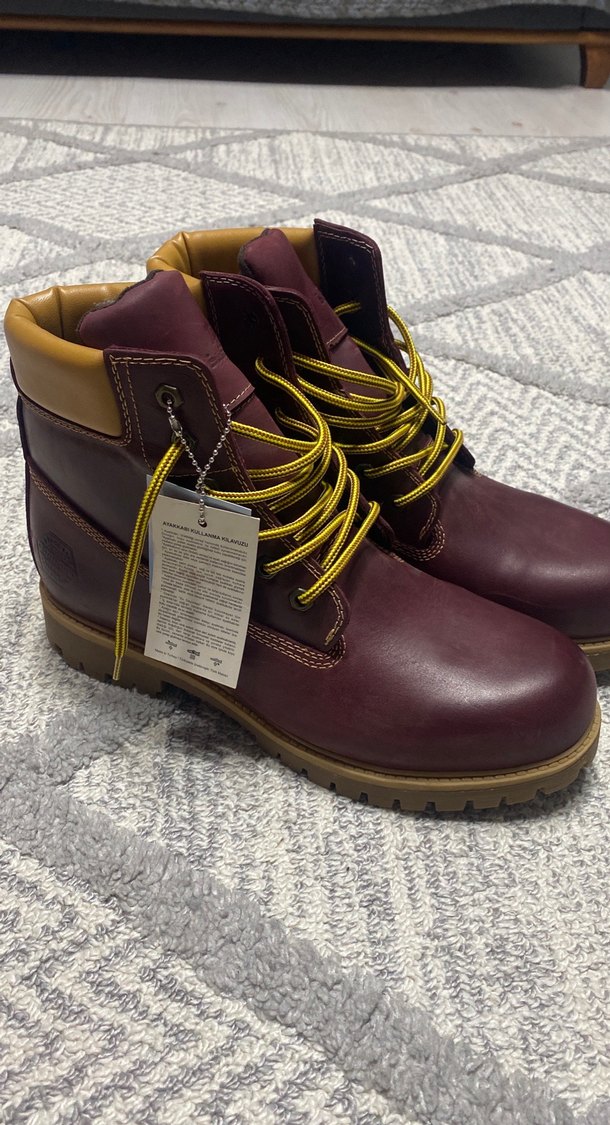 Bordo Deri Bağcıklı Kadın Dolgu Topuk Bot - Görsel 2