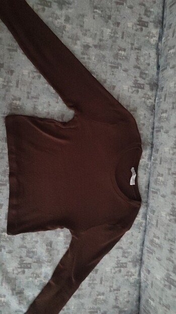 Kahverengi Crop Bluz