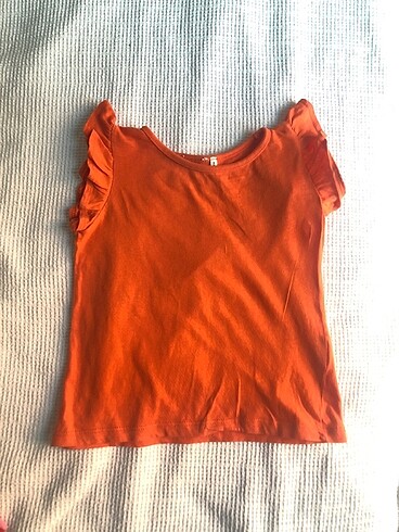 Turuncu fırfır kollu t shirt