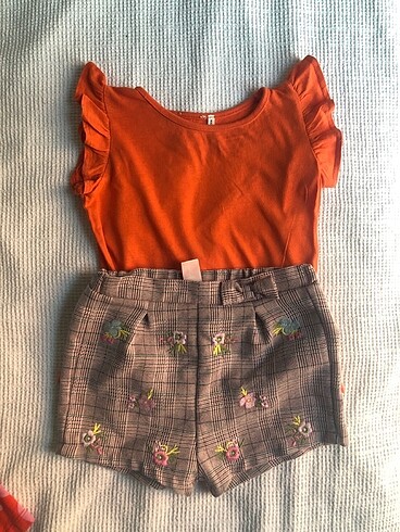 Koton Kids Turuncu fırfır kollu t shirt