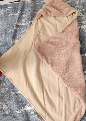 Kapüşonlu Bej kundak Bebek Battaniyesi - Görsel 2