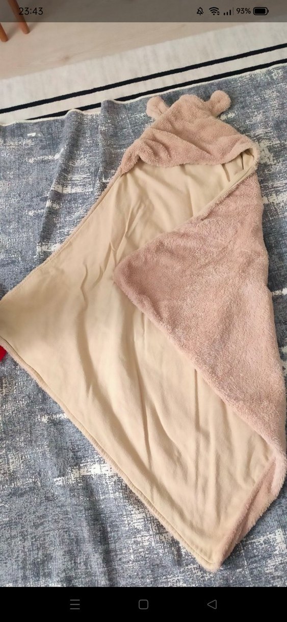 Kapüşonlu Bej kundak Bebek Battaniyesi - Görsel 2