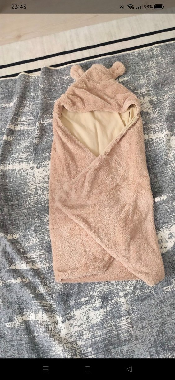Kapüşonlu Bej kundak Bebek Battaniyesi - Görsel 4