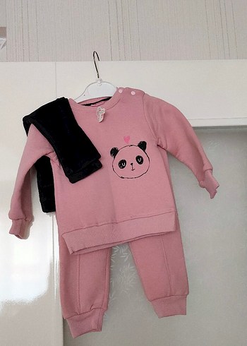 Pembe Uzun Kollu Triko Bebek Kız Takımı