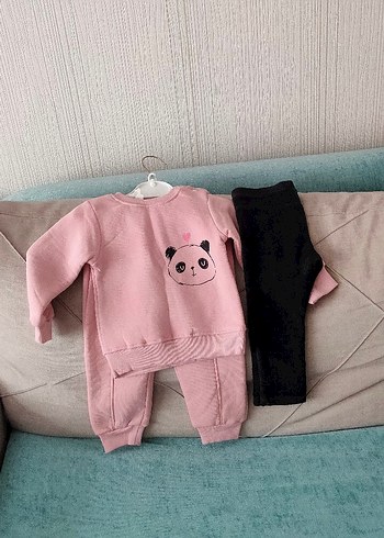 LC Waikiki Pembe Uzun Kollu Triko Bebek Kız Takımı