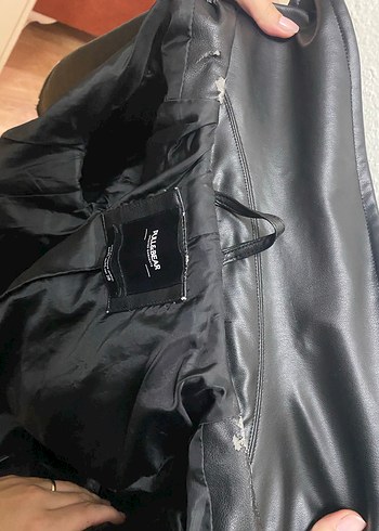 Kadın Siyah Deri Biker Ceket - Görsel 2