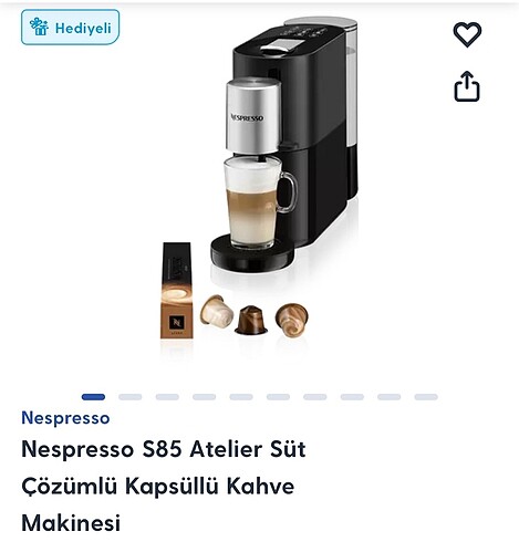 Nespresso S85 Atelier Süt Çözümlü Kapsüllü Kahve Makinesi