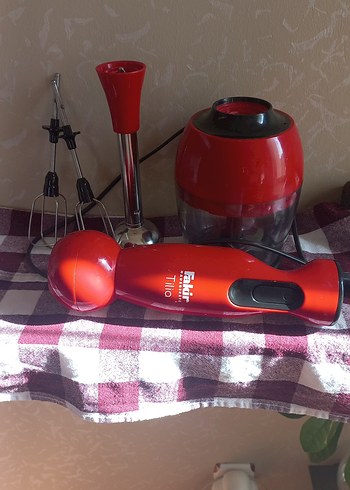 Kırmızı El Blenderı ve Doğrayıcı Seti