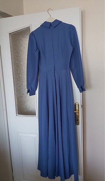 36 Beden Mavi uzun elbise