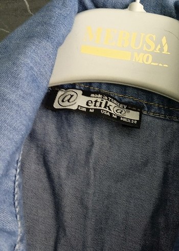 Düğmeli Kadın Mavi Denim Gömlek - Görsel 3