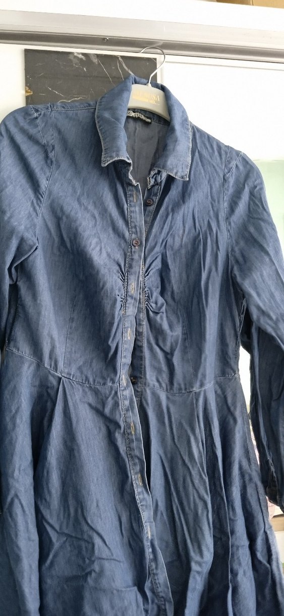 Düğmeli Kadın Mavi Denim Gömlek - Görsel 2