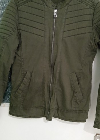 Koyu Yeşil Erkek Biker Ceket Fermuarlı - Görsel 3