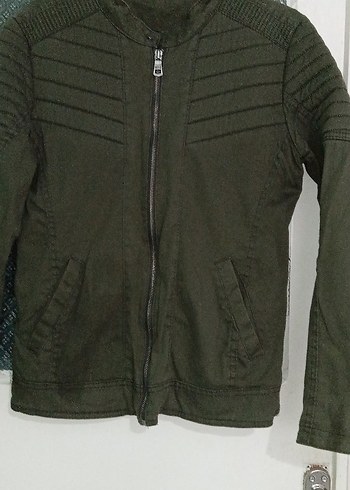 Koyu Yeşil Erkek Biker Ceket Fermuarlı - Görsel 2