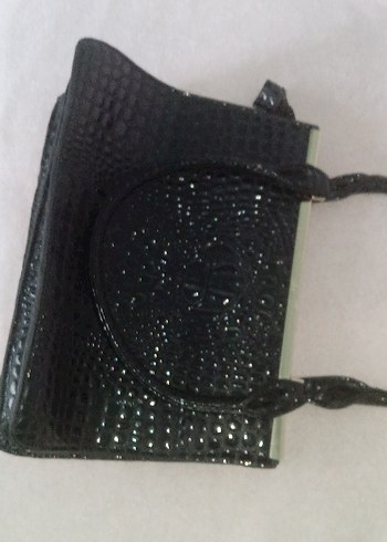 Klasik Siyah Deri Yılan Desenli Kadın Çanta - Görsel 2