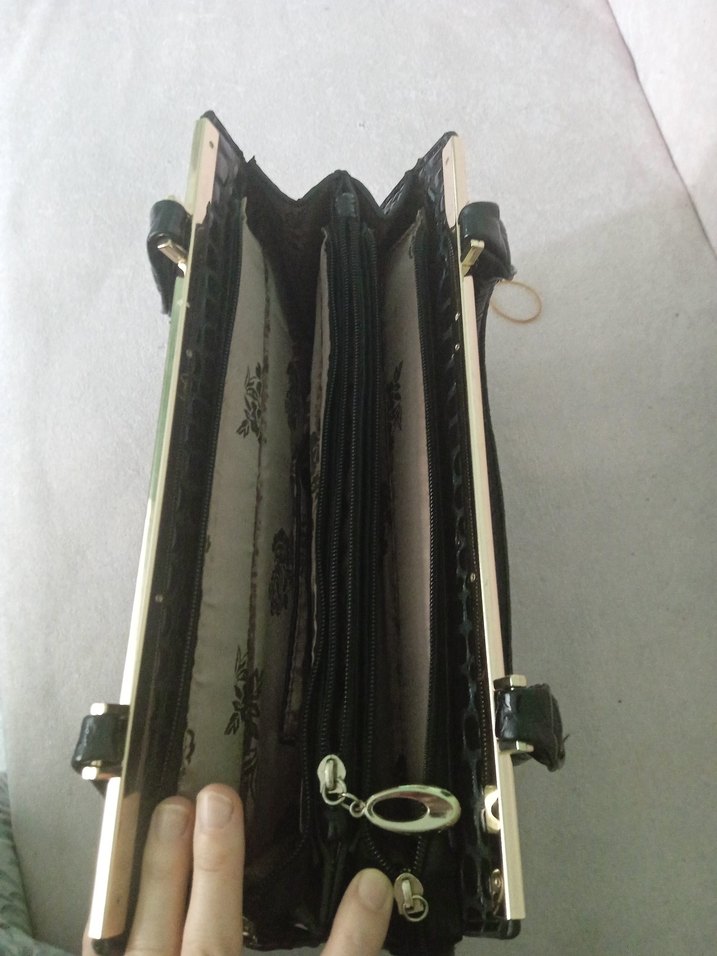 Klasik Siyah Deri Yılan Desenli Kadın Çanta - Görsel 3