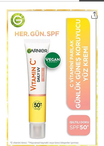 Garnier Vegan SPF50+ C Vitamini Yüz Kremi