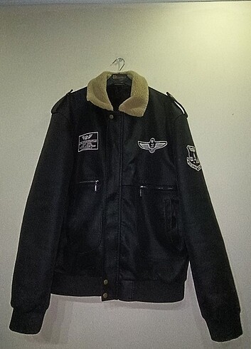 l/xl Beden Vintage Bomber Pilot Deri Ceket 