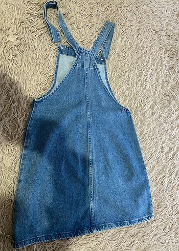 Düğmeli Mavi Denim Kadın Salopet - Görsel 2