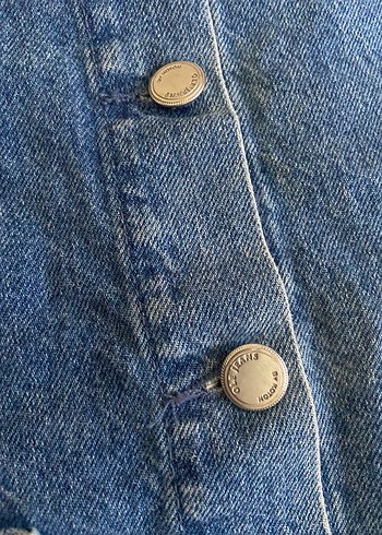 Düğmeli Mavi Denim Kadın Salopet - Görsel 4