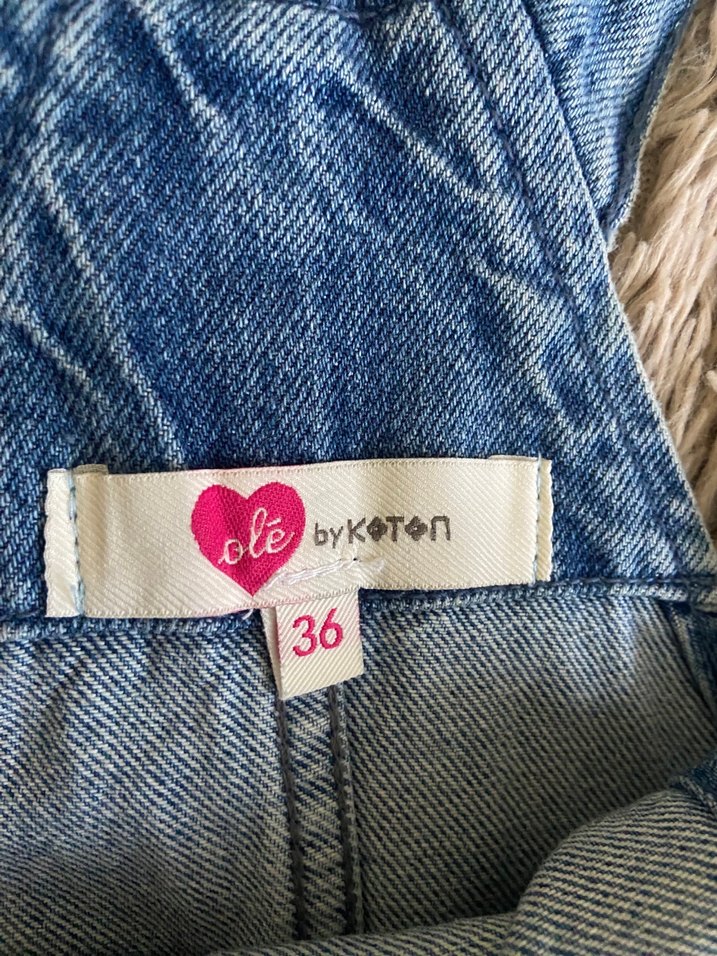 Düğmeli Mavi Denim Kadın Salopet - Görsel 3