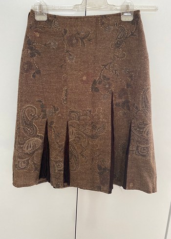 Diğer Vintage Paisley Desenli Kahverengi Etek