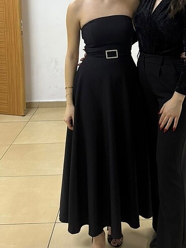 Trendyol & Milla trendyolmilla siyah midi boy abiye elbise