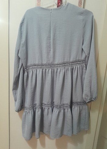 Acik mavi Nakışlı Bohem Midi Tunik