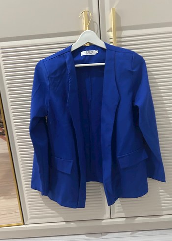 Mavi Düğmeli Kadın Blazer Ceket - Görsel 5