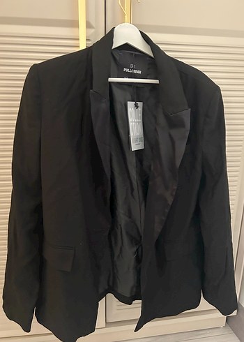 Siyah Kadın Ofis Blazeri, Normal Boy, Tek Düğme - Görsel 2