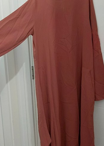 Kadın Bej kiremit Uzun Kollu Salaş Elbise - Görsel 2