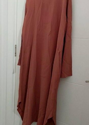 Kadın Bej kiremit Uzun Kollu Salaş Elbise - Görsel 3