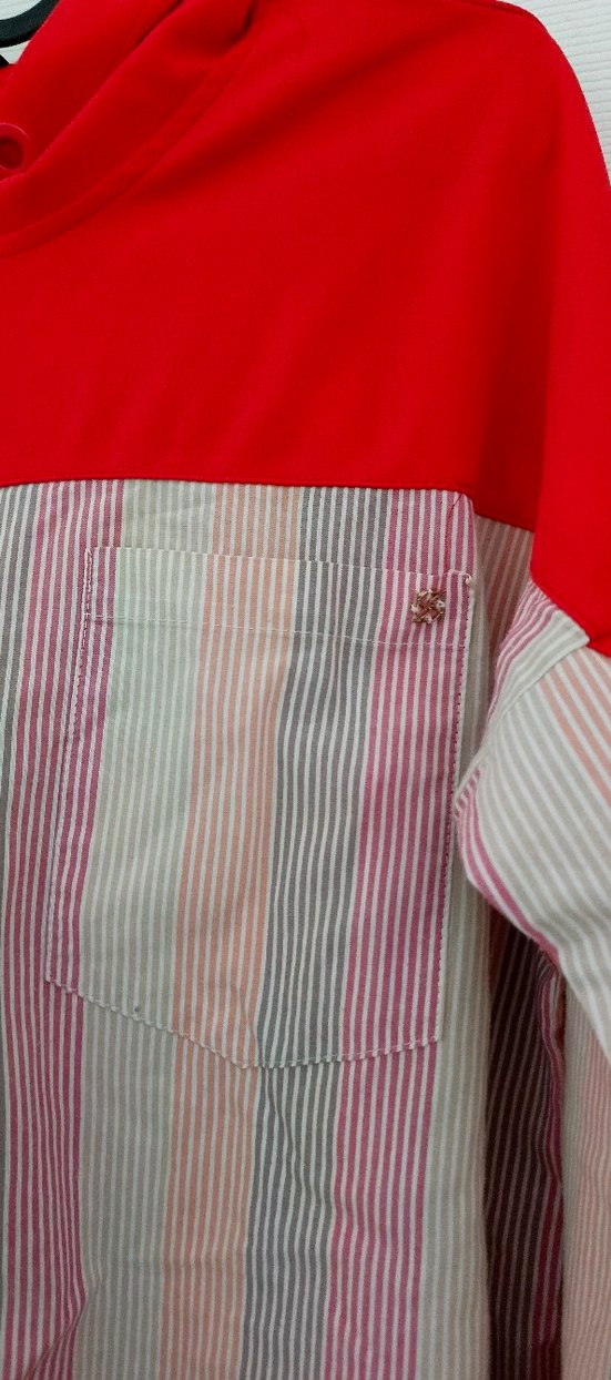 Düğmeli Uzun Kollu Kırmızı Pamuklu Kadın Gömlek - Görsel 2