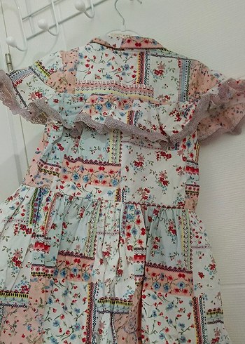 Çiçek Desenli Bohem Kız Elbisesi - Görsel 3