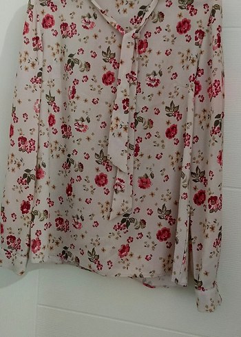 Çiçek Desenli Bej Bohem Kadın Gömlek - Görsel 2