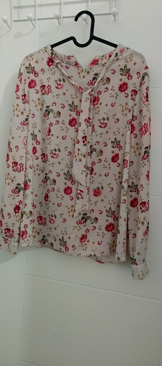 Çiçek Desenli Bej Bohem Kadın Gömlek - Görsel 2