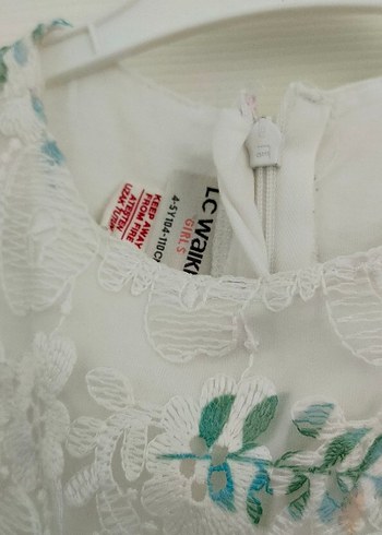 Kız Çocuk Beyaz Dantelli Nakışlı Elbise - Görsel 2