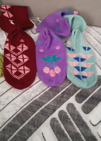 Nakışlı Örgü Kadın patikler - Görsel 3