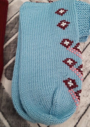 Nakışlı Örgü Kadın patikler - Görsel 7