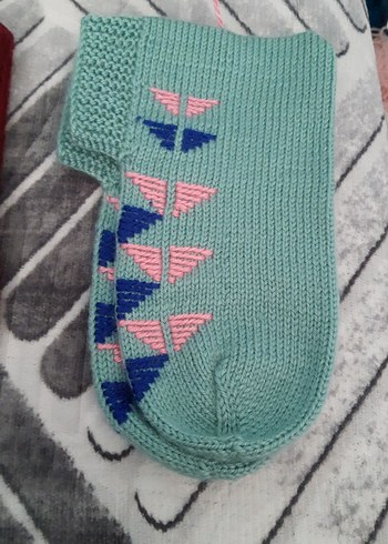 Nakışlı Örgü Kadın patikler - Görsel 6