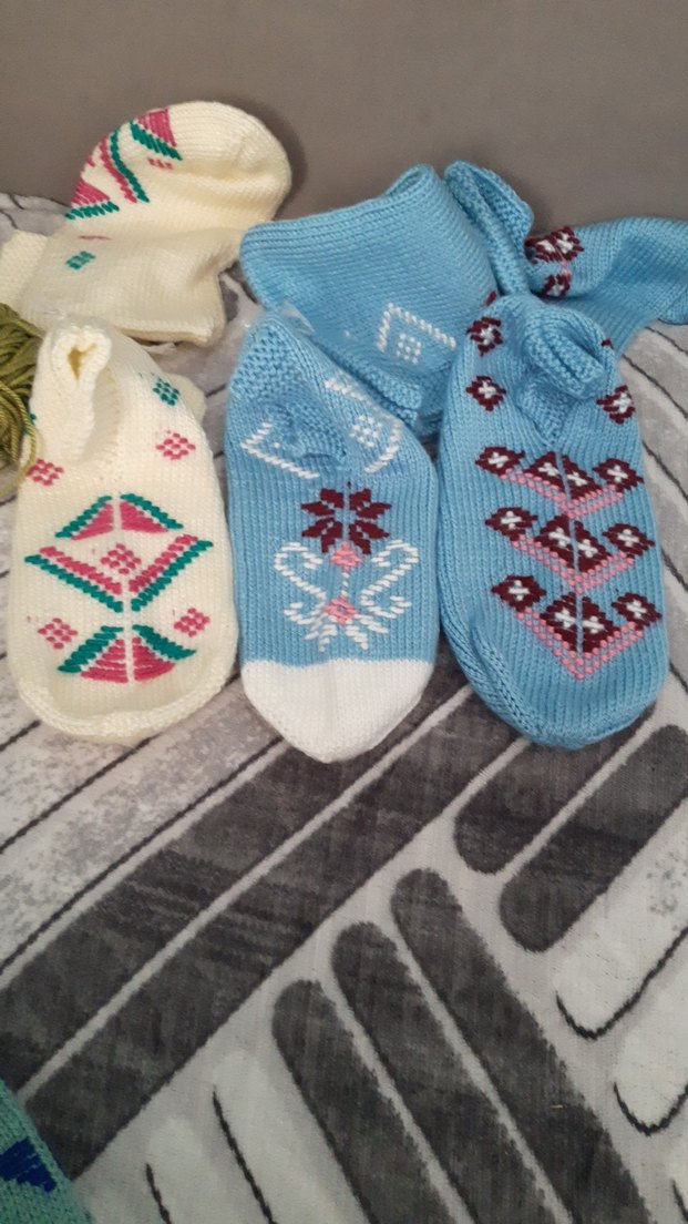 Nakışlı Örgü Kadın patikler - Görsel 4