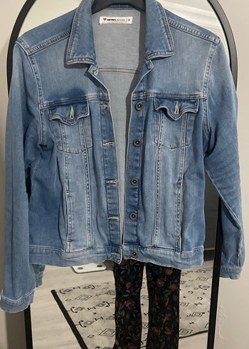 Düğmeli Mavi Denim Ceket, Salaş Kesim