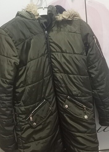 13-14 Yaş Beden haki Renk Kız çocuk mont lcw marka