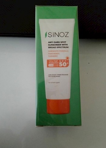 Sinoz SPF 50 Geniş Spektrumlu Leke Karşıtı Güneş Kremi