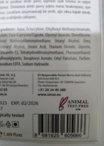 Beden Renk Sinoz SPF 50 Geniş Spektrumlu Leke Karşıtı Güneş Kremi