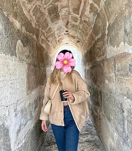 s Beden ten rengi Renk Yün Buklet Kaşe Salaş Cepli Ceket