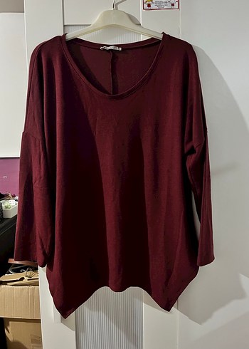 Bordo Kadın Uzun Kollu Salaş Kazak - Görsel 2